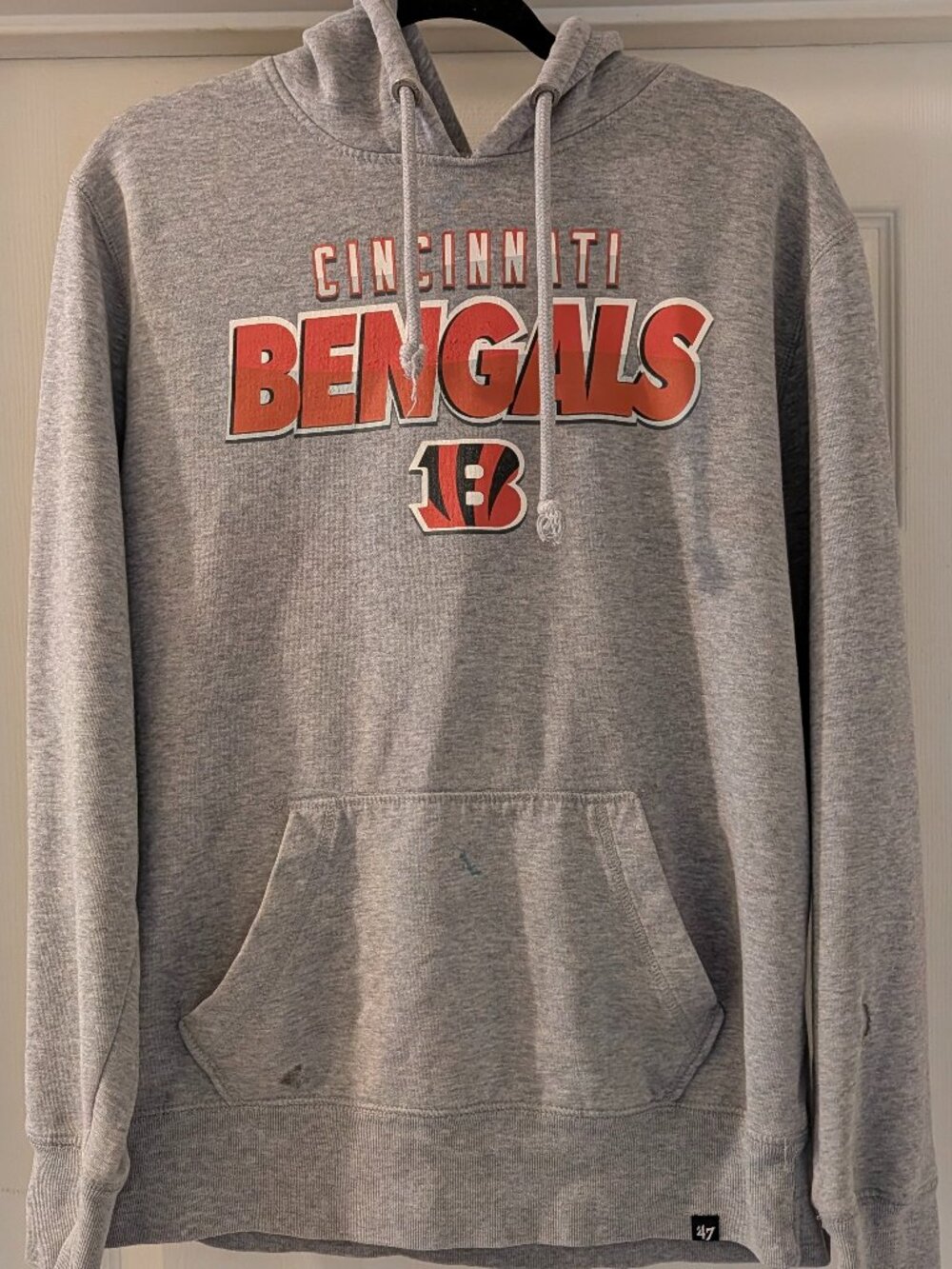 '47 Brand NFL Cincinnati Bengals Gray Pullover Hoodie Sweatshirt Large